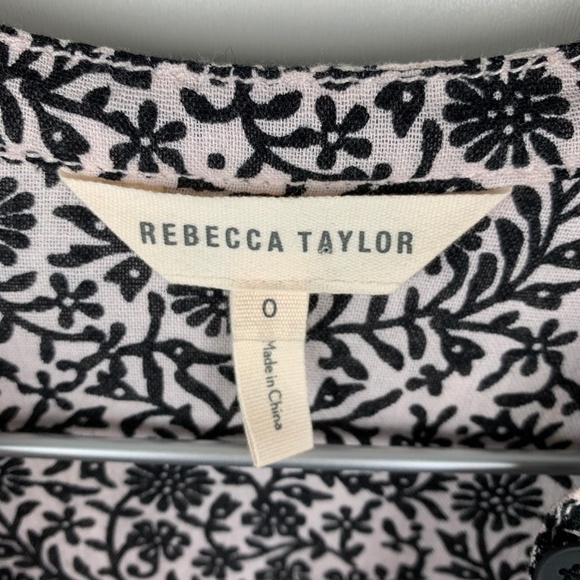 Rebecca Taylor Woodblock Vine Print Gauze Top Sz 0 - Picture 5 of 8